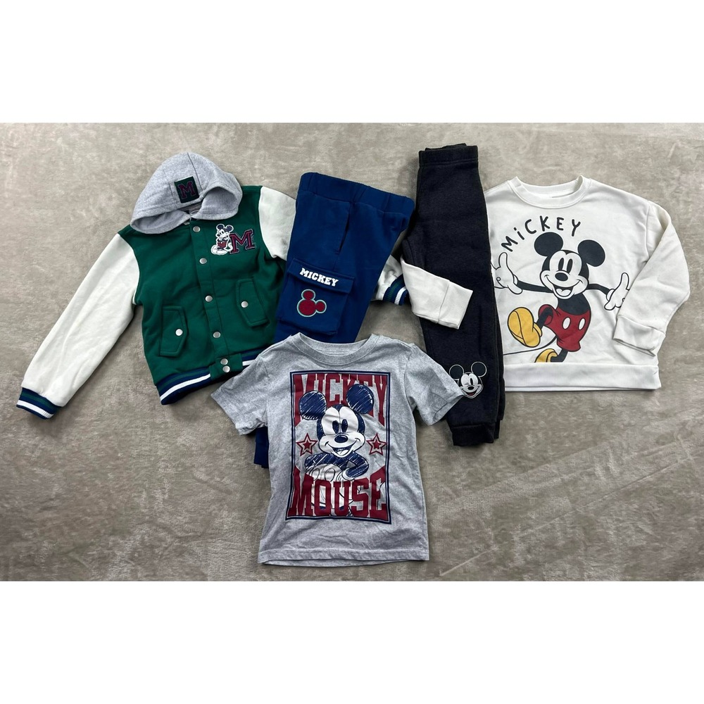 Lot Disney Mickey Mouse Boys 5 Piece Clothing Jacket Sweatshirt Joggers Tee Sz 5